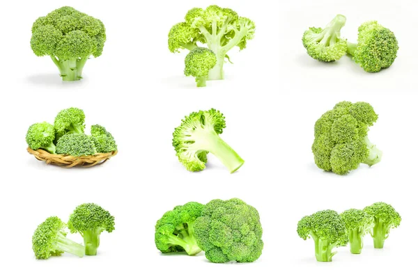 Kolekcja Świeżych Zielonych Brokułów — Zdjęcie stockowe