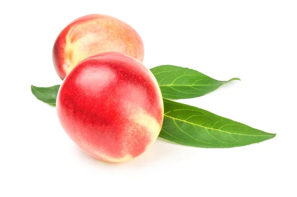 Juicy ripe peaches isolated on a white background cutout — Stock Photo, Image