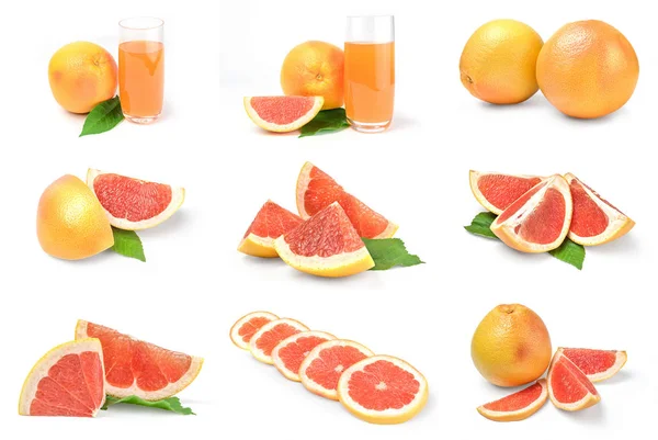 Collage Aus Grapefruit Auf Weißem Hintergrund — Stockfoto