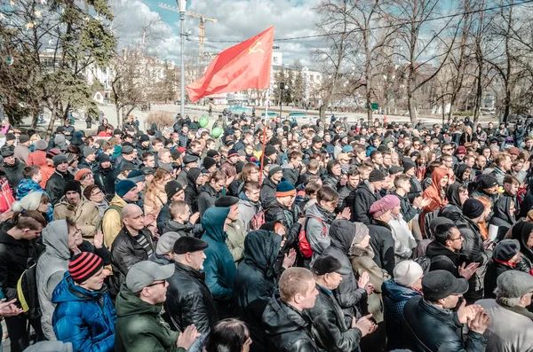 Penza, Rusya - 26 Şubat 2017: Rusya'nın siyasi muhalefet mitingi