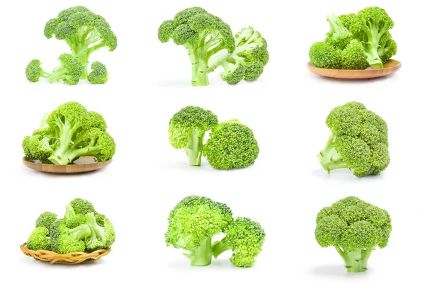 Arka planda taze yeşil brokoli kolajı