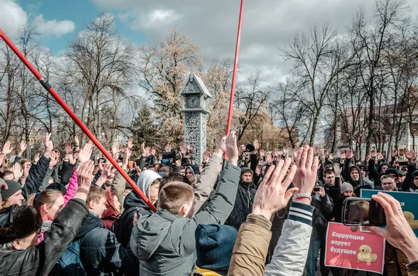 Penza Rusland Maart 2017 Vergadering Van Oppositie Rally Voor Eerlijke — Stockfoto