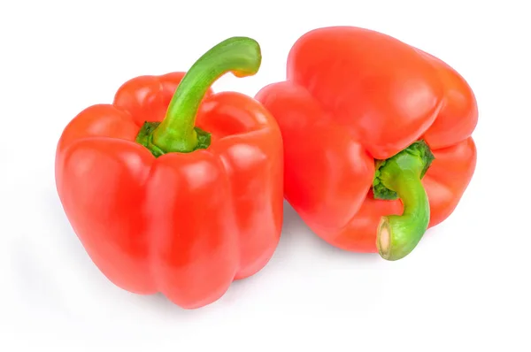 Twee bell pepper op een witte achtergrond. — Stockfoto