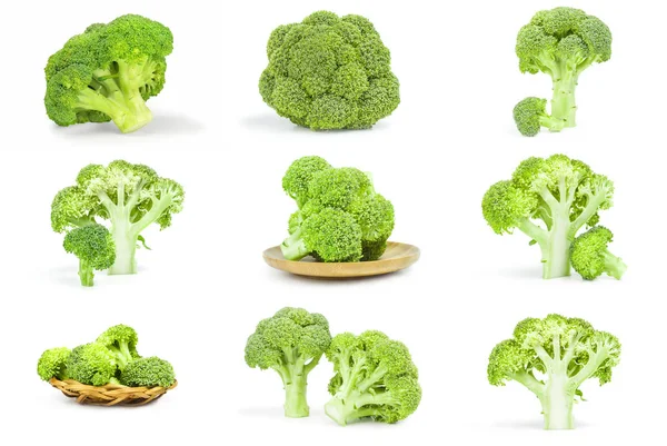 Set kubis brokoli terisolasi pada potongan latar belakang putih — Stok Foto