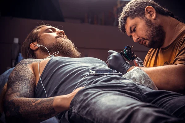 Működik Szakember Tetoválás Tattoo Studio Szakmai Tattooer Létre Tattoo Tetováló — Stock Fotó