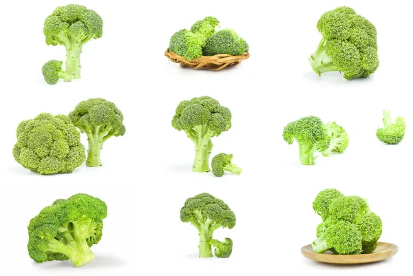 Collage Van Broccoli Kool Close Wit — Stockfoto