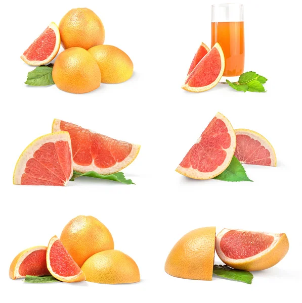Collage Aus Grapefruit Auf Weißem Hintergrund — Stockfoto