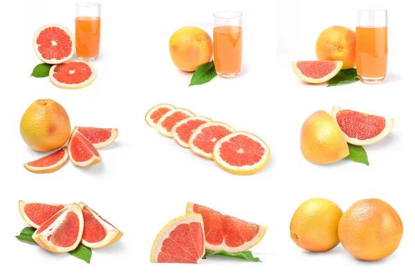 Set grapefruit geïsoleerd op een witte achtergrond uitsnede — Stockfoto