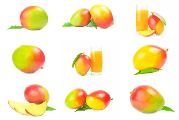 Колекція манго червоного кольору на білому тлі відсікаючого контуру — стокове фото