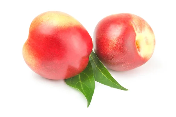 Juicy ripe peaches isolated on a white background cutout — Stock Photo, Image