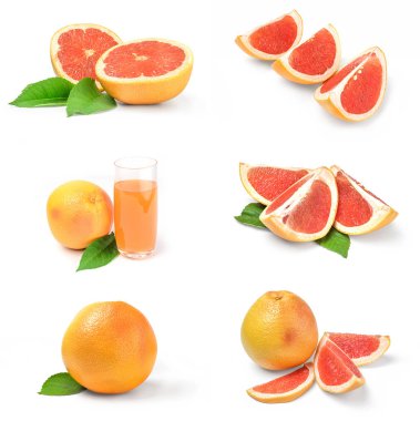 Beyaz arka plan üzerinde izole greyfurt yakın çekim dizi