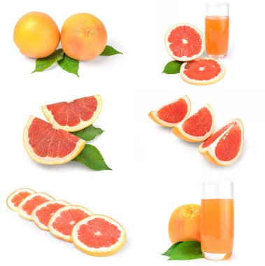 Beyaz arkaplan üzerinde greyfurt kolajı
