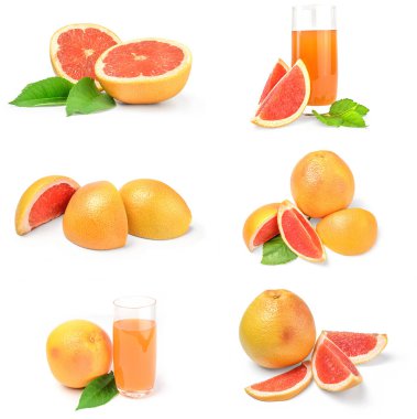 Beyaz bir arka plan üzerinde greyfurt kümesi