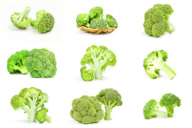 Bir beyaz arka plan kesme izole brokoli lahana kümesi
