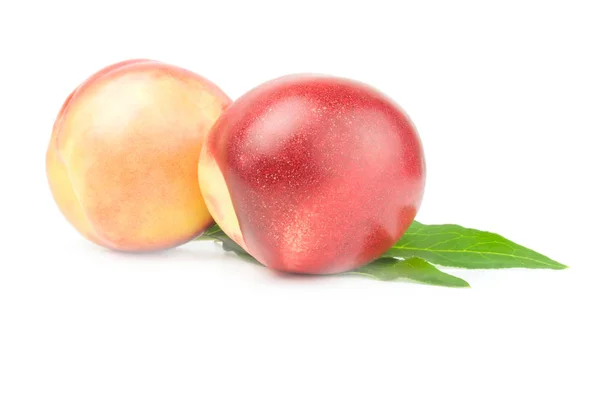 Fresh peaches fruits isolated on a white background cutout — Stock Photo, Image