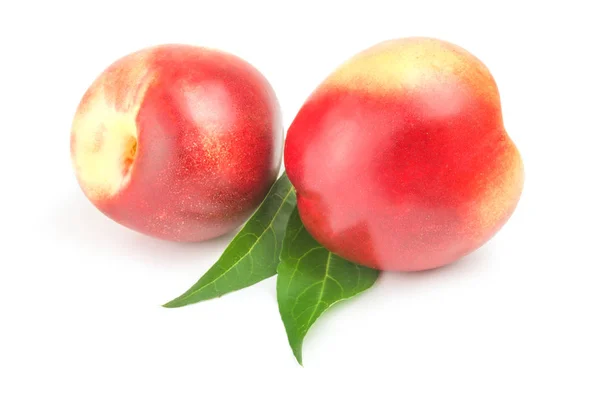 Fresh peaches fruits isolated on a white background cutout — Stock Photo, Image