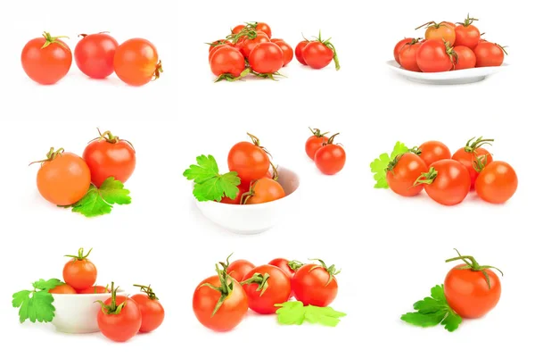 Samling av cherry isolerad på en vit cutout — Stockfoto
