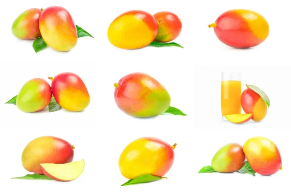Set di mango rosso isolato su un ritaglio bianco — Foto Stock