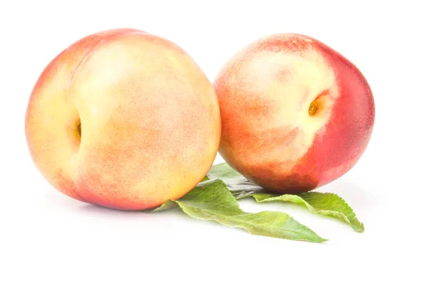 Ripe peaches isolated on a white background cutout — Stock Photo, Image