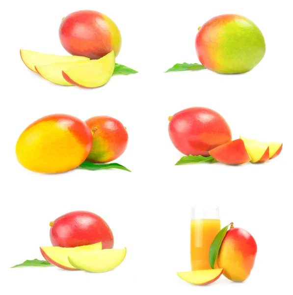Set van rode mango geïsoleerd op een witte achtergrond cutout — Stockfoto