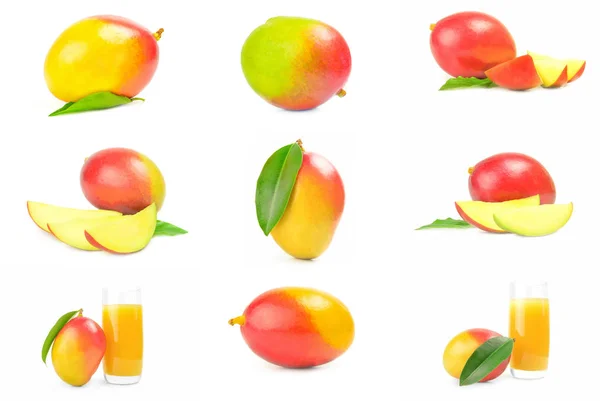 Набір червоного манго на білому тлі відсікаючого контуру — стокове фото