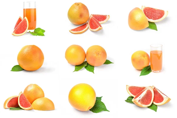 Set grapefruit geïsoleerd op een witte achtergrond — Stockfoto
