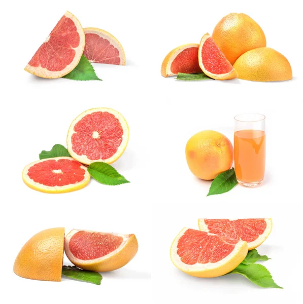 Collage aus Grapefruit isoliert auf weißem Hintergrund — Stockfoto