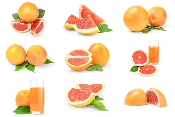 Sammlung von Grapefruit isoliert auf einem weißen Ausschnitt — Stockfoto