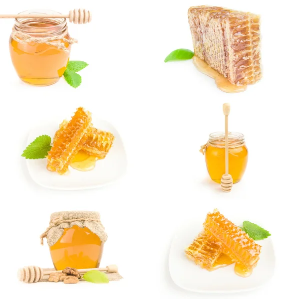 Conjunto de mel isolado em um recorte de fundo branco — Fotografia de Stock