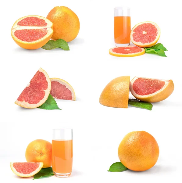Gruppe von Grapefruit isoliert auf weißem Hintergrund — Stockfoto