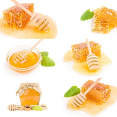 Beyaz arka planda izole edilmiş bir bal arısı kümesi