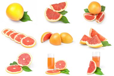 Greyfurt izole beyaz zemin üzerine kümesi