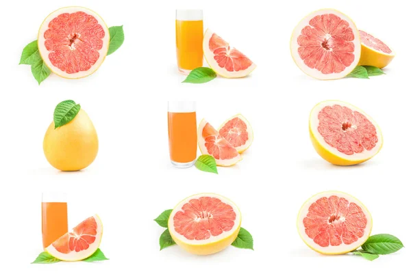 Pomelo-Set auf weißem Hintergrund — Stockfoto