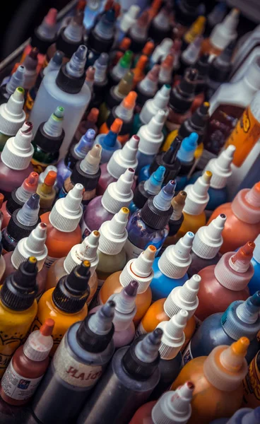 The variety of color inks for tattoo — Stock Photo, Image