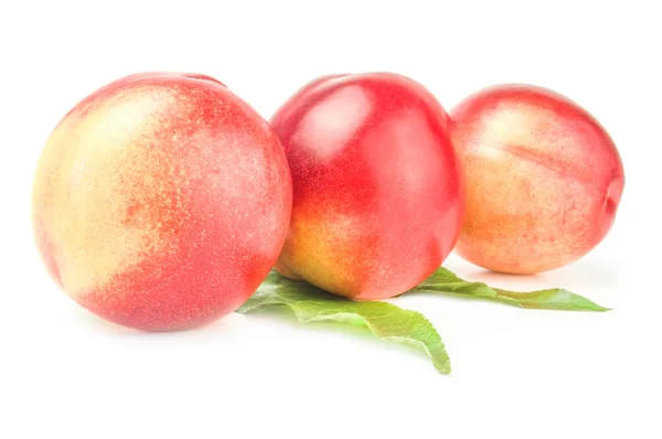 Beautiful ripe peaches isolated on a white background cutout — Stock Photo, Image
