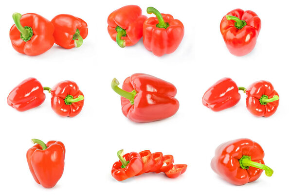 Коллаж красный сладкий перец изолирован на белом фоне