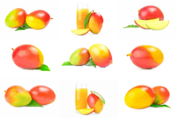 Collage de mango rojo sobre fondo blanco — Foto de Stock