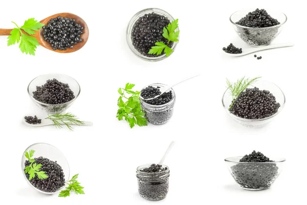 Colagem de caviar preto — Fotografia de Stock