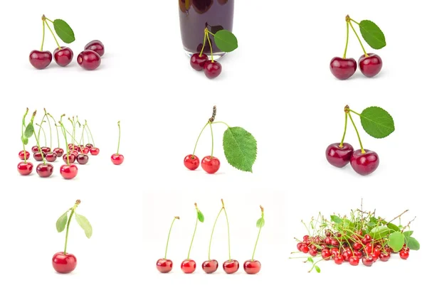 Collage de cereza aislado en un corte blanco — Foto de Stock