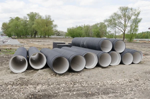 Industrial plastic pipe. construction — Stock Photo, Image