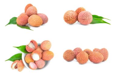 Litschi beyaz bir arka plan üzerinde topluluğu