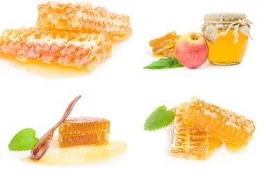 Kolaj izole beyaz zemin üzerine tatlı bal