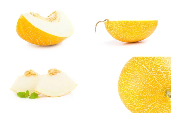 Коллекция апельсиновой дыни на белом — стоковое фото