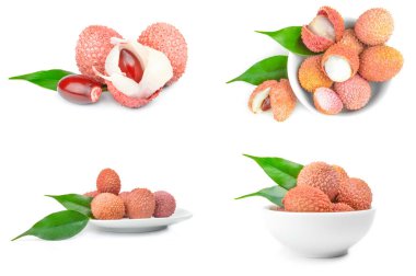 Bir beyaz arka plan kesme izole lychee kümesi