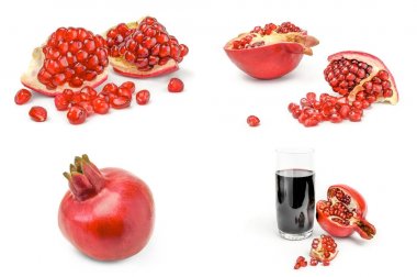 Beyaz arkaplan kırpma yolu üzerinde bir grup nar