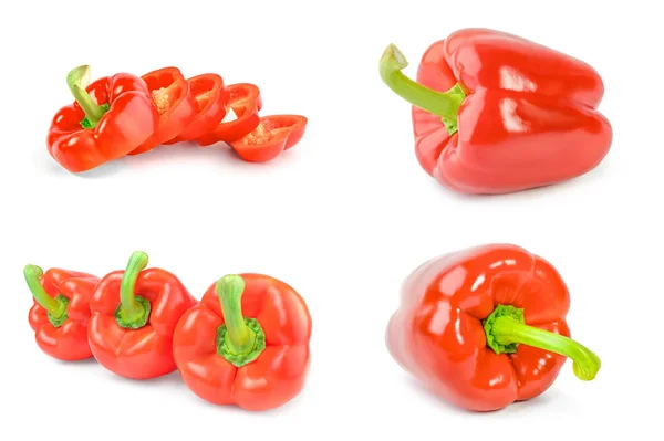 Collage roter Paprika isoliert auf weißem Hintergrund — Stockfoto