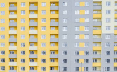 Bir çok katlı bina cephe. Parçası. Arka plan