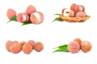 Bir beyaz arka plan kesme izole lychee topluluğu