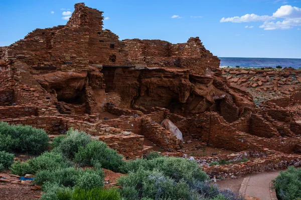 Visa av forntida ruiner komplexa. Wupatki nationella Monument i Ariz — Stockfoto