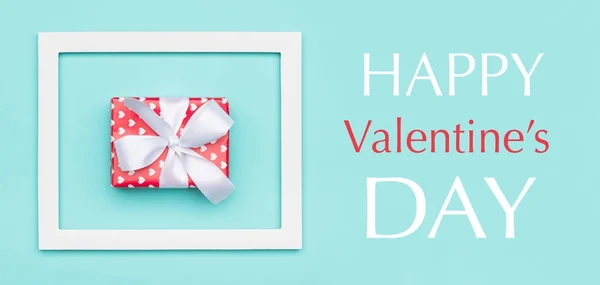 Fröhliche Valentinstag Pastellblauen Süßigkeiten Hintergrund Valentinstag Flach Legen Minimale Web — Stockfoto